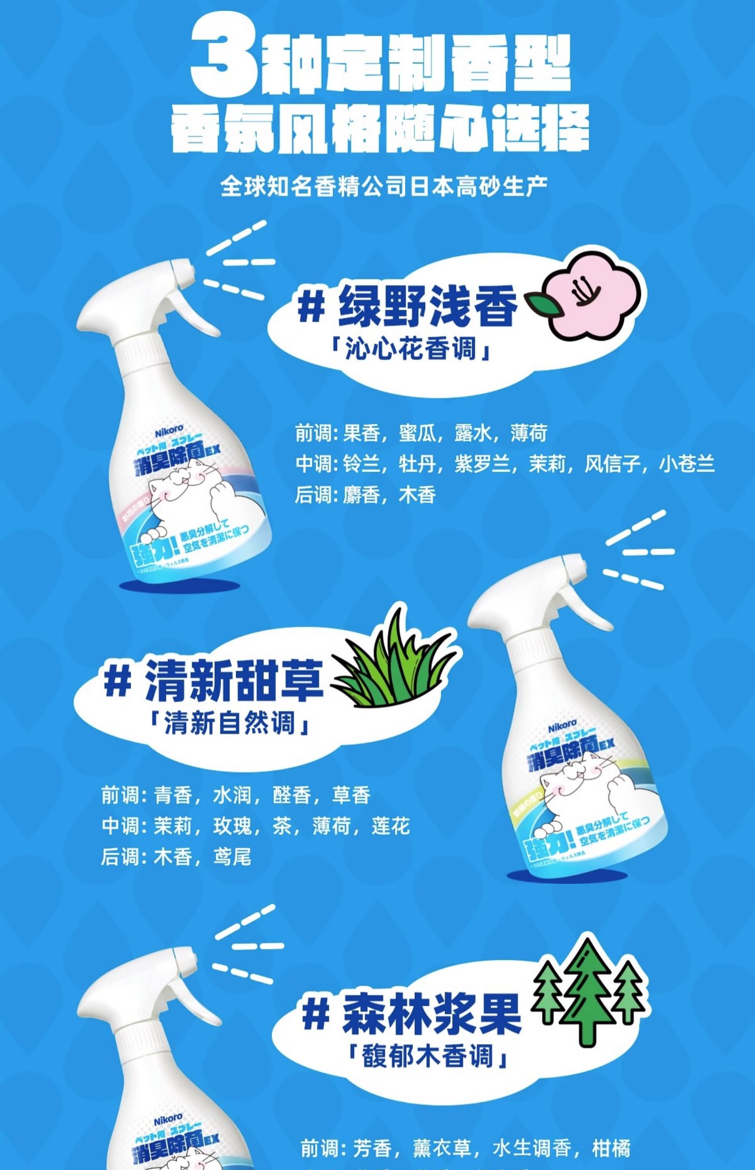 【妮可露】Nikoro宠物除臭剂除臭喷雾猫咪狗狗用除味剂抑菌除菌消毒液 10