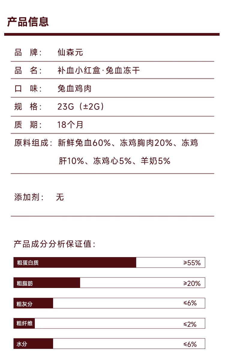 【仙森元】兔血冻干猫咪补血贫血补铁狗狗猫零食鸡肉幼猫宠物冻干零食 10