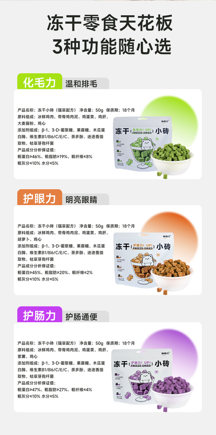 【仙森元】冻干小砖猫草排毛球胡萝卜紫薯促肠道磨牙训练奖励宠物零食 12