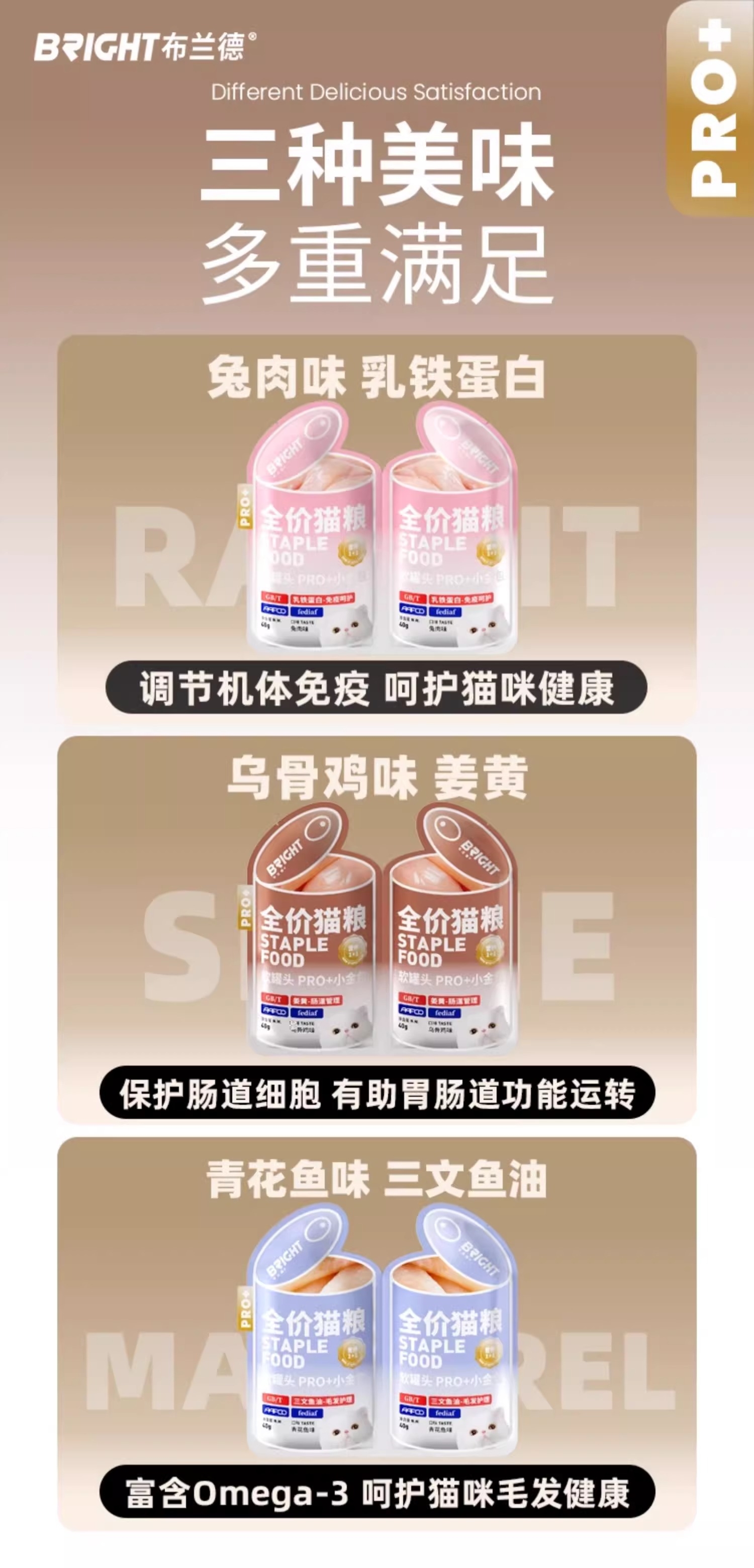 【布兰德】BRIGHT布兰德Pro小金包全价主食湿粮软罐头40g*12包/盒成幼猫通用营养餐包 10